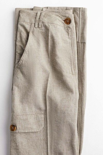 H&M Linen-blend cargo trousers