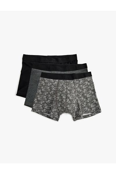 Koton Σετ μπόξερ 3 τεμαχίων Slim Fit - Palm Printed, Cotton Blend