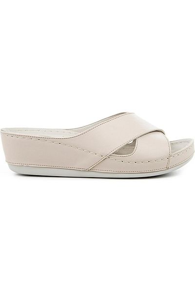 Muya Active 31135 - Anatomical Gel Supported Cream Women's Slippers Suitable for Heel Spurs