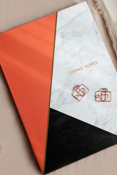Le Color Marble Lined Notebook Orange