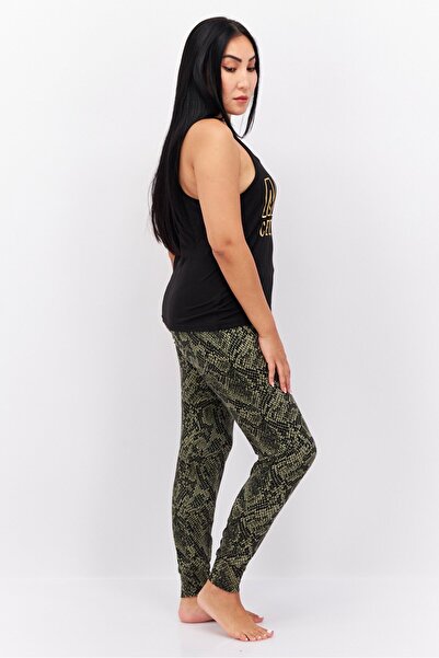 Bcbgeneration Women 2 Pieces Brand Logo Top And Snake Leggings, Black