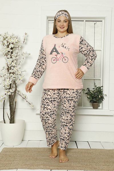 modayız Welsoft Polar Plus Size Pajama Set 32c-1832