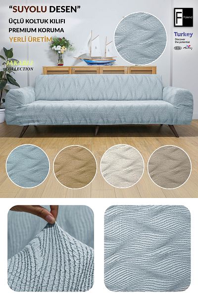 Faiend Flexible Cotton Water Pattern Jacquard Single Sofa Cover - Stretch Elastic Case (Single)