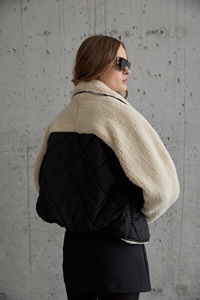 LEVURE Çıt Çıt Detaylı Kapitone Mont SİYAH