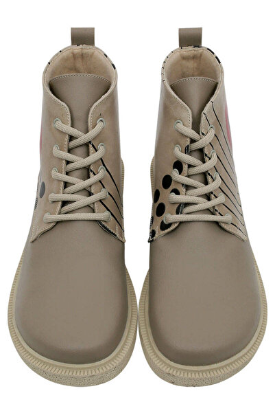 Dogo Kadın Vegan Deri Bej Bilekte Bot - Dots And Cats Tasarım