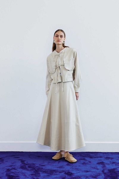 EKRUTEX Stone Colored Pockets - Ruffle Detailed Skirt Set