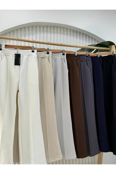 Selma Butik 26015 SCUBA İSPANYOL PAÇA PANTOLON ANTRASİT GRİ S-M