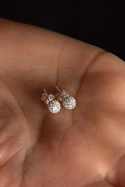 Elika Silver Kadın Modern Top Model 925 Ayar Gümüş Küpe