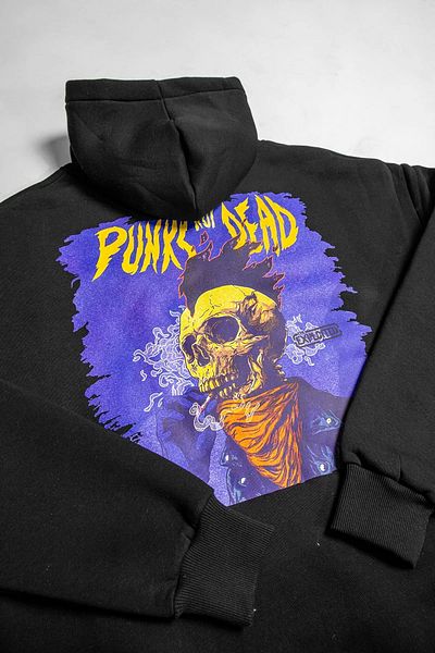 Sekizbiraltı Унисекс суичър с качулка с принт Black Punks Not Dead