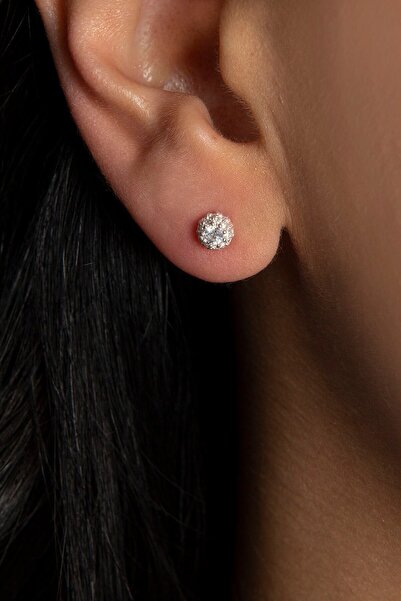 Elika Silver Kadın Modern Top Model 925 Ayar Gümüş Küpe