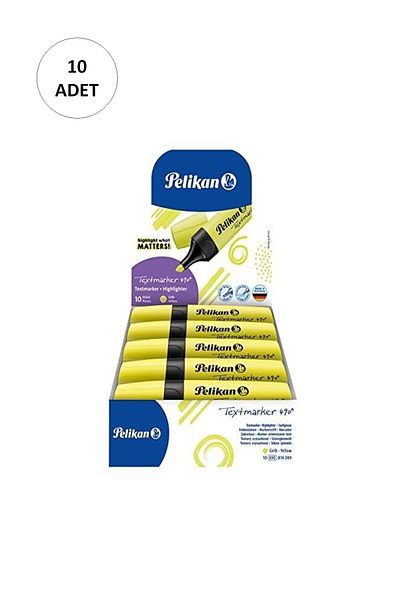 Pelikan 10 Pieces Pelikan 490 - Yellow Highlighter Marker Pen