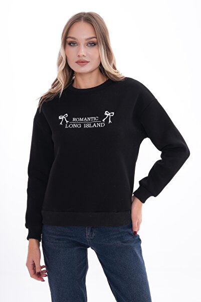 ŞİMAL Women's Three Thread Sweatshirt with Embroidery Detail on the Front 255007 -