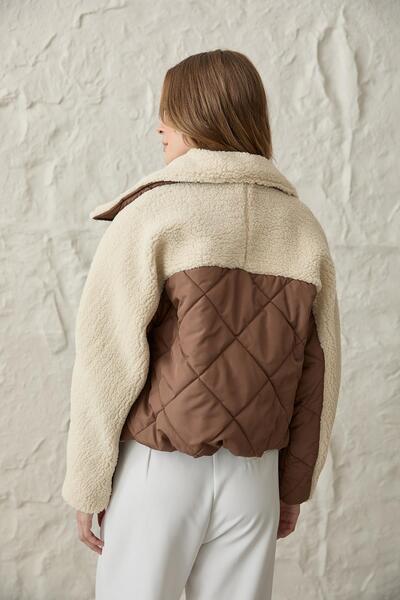 LEVURE Çıt Çıt Detaylı Kapitone Mont KAHVE