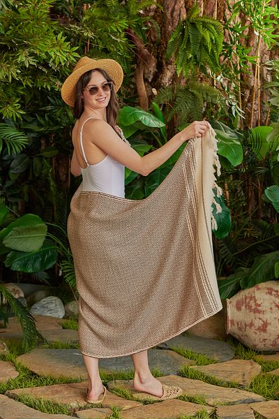 Vi’cotton Μουσελίνα ύφασμα 100% βαμβακερό μοτίβο με φούντες παραλία, μπάνιο, πετσέτα μπάνιου Peshtemal 89 X 170 cm