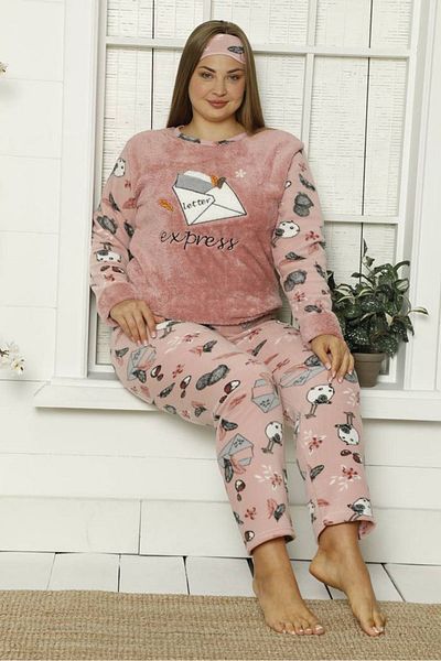 modayız Welsoft Polar Plus Size Pajama Set 35f-1841