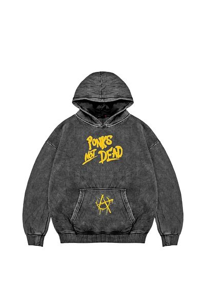 Sekizbiraltı Punks Not Dead Printed - Μαύρο Oversize Unisex Hoodie που πλένεται