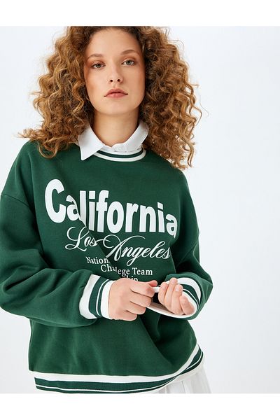Koton Hanorac oversize cu imprimeu Crew Neck College
