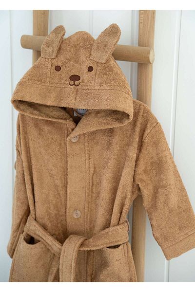 Kirazkids Light Brown Hooded BAmboo Children's BAthrobe