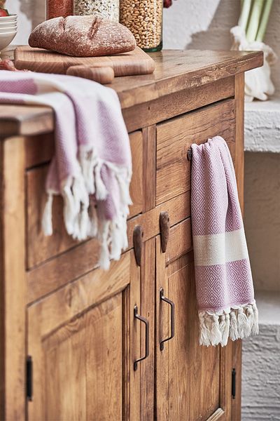 Vi’cotton Ύφασμα μουσελίνας 100% βαμβακερό σχέδιο Μπάνιο, Πετσέτες Κουζίνας Σετ 2 Ροζ 86 Χ 41 εκ.