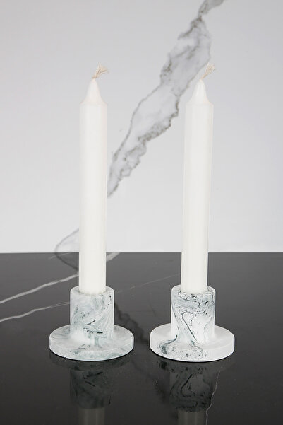 betonmall Şamdan Mumluk 2'li Beton El Yapımı Mumluk