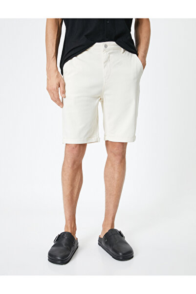 Koton Slim Fit-Shorts aus Chino-Stoff – geknöpfte Tasche, mehrlagiges Bein