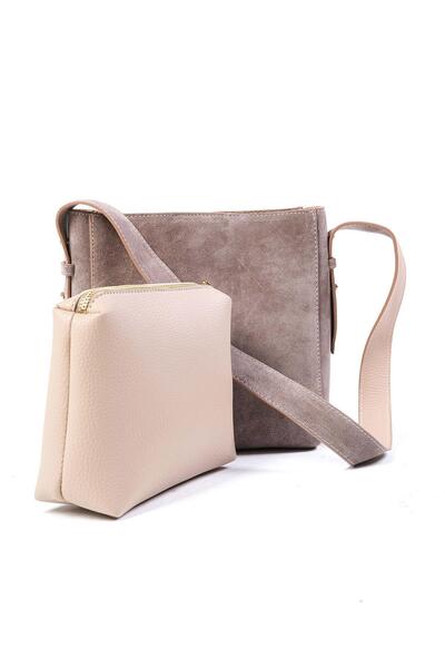 Mio Gusto Dámská taška přes rameno z pravé semišové norkové barvy