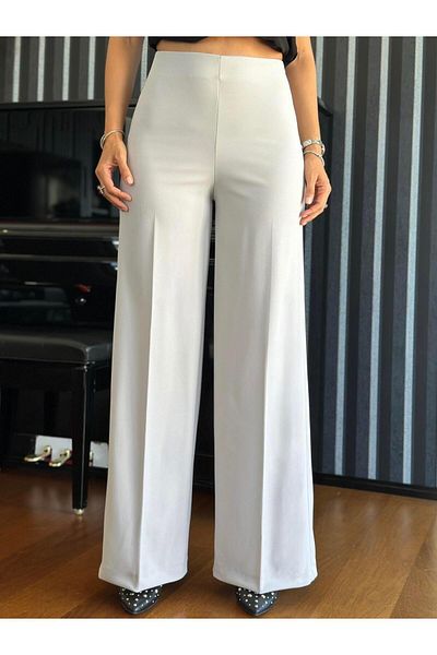 Atelier Derin Light Gray High Waist Wide Cut Pants