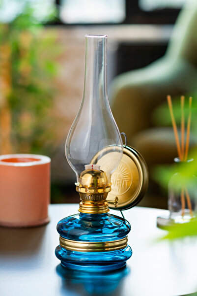 ÖZLEVENT Klasik Mavi Gaz Lambası 250 ml Kandil Yakıtı 50 Cm Fitil No 14 Set