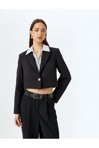 Koton ΜΠΟΥΦΑΝ Double Breasted Crop Blazer