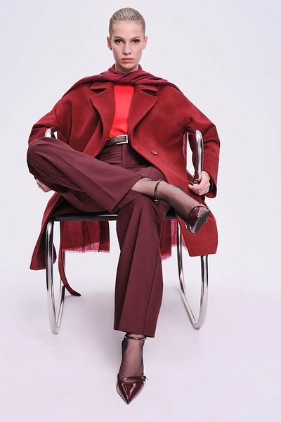 Hatemoğlu Burgundy Women's Mono Collar Wool Regular Fit Coat