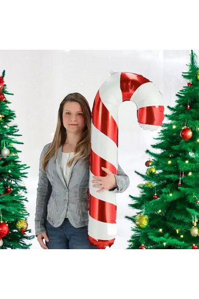 Partifabrik Red Walking Stick Candy Foil Balloon Large Size