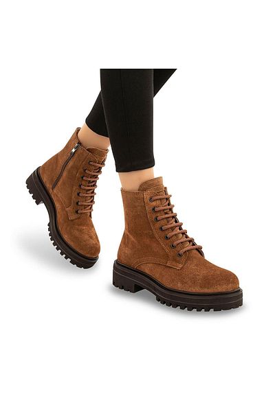 Muya Joy Anatomical Sole Lace-Up Genuine Leather Women's Boots