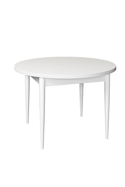 Canisa Tor Serisi Yuvarlak 90x90 Beyaz Sabit Masa 4 Zebra Desen Sandalye Mutfak Masası Takımı