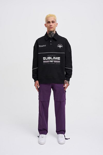 Machinist Ανδρικό φούτερ Sublime με στάμπα Polo μαύρο