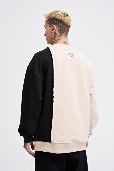 Machinist Чоловічий кишеньковий та клаптиковий світло-бежевий чорний світшот