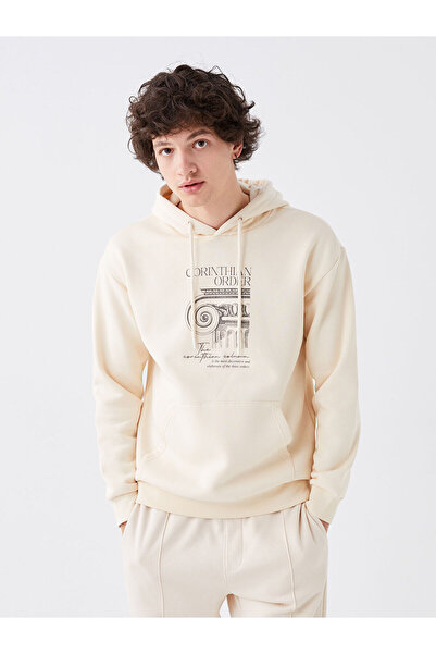 LC Waikiki Ανδρικό χοντρό κουκούλα με μακρυμάνικη στάμπα Lcwk