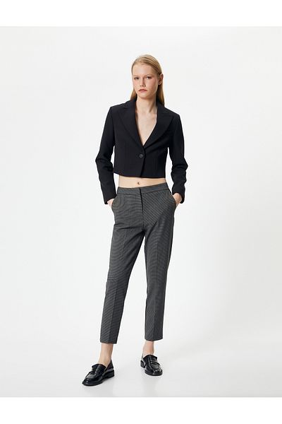 Koton Cigarette Fabric Trousers Normal Waist Pocket