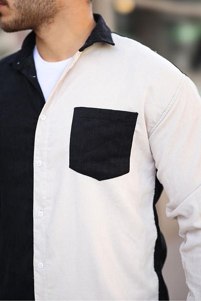 Valiberta Corduroy Shirt - Contrast Double Color, Stone