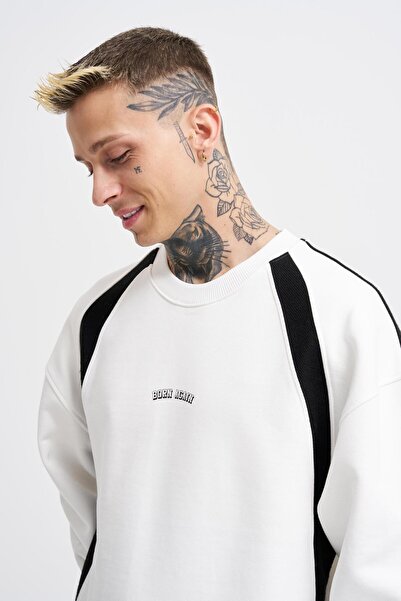 Machinist Hanorac negru Born Again Ecru pentru bărbați