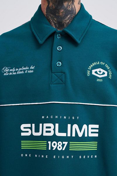 Machinist Ανδρικό φούτερ Sublime Printed Polo Petrol Green