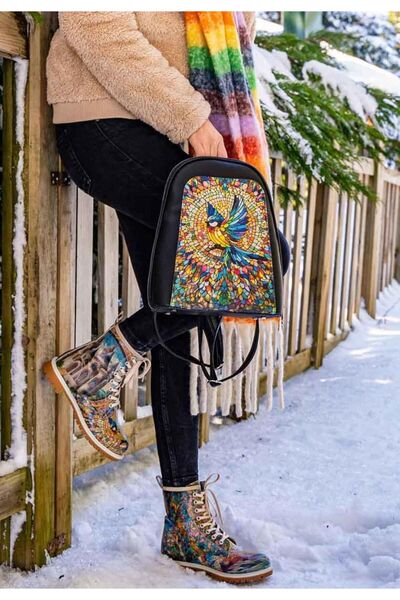 Dogo Kadın Vegan Deri Çok Renkli Uzun Bot - Mosaical Tasarım