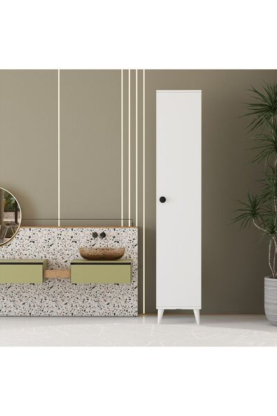 İMBAŞ Tek Kapaklı 5 Raflı Çok Amaçlı Banyo Mutfak Kiler Dolabı