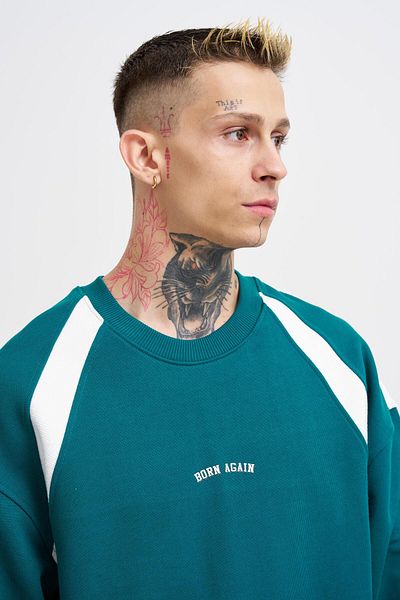 Machinist Ανδρικό φούτερ Born Again Petrol Green Ecru