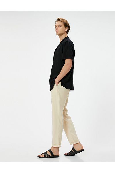 Koton Gabardine Trousers with Tie Waist and Pocket Detail