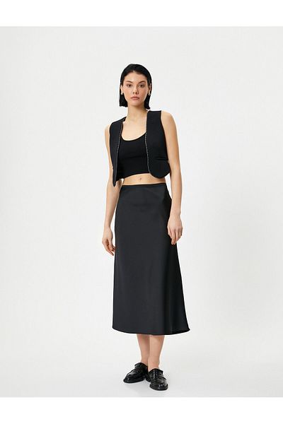 Koton Midi-Satinrock mit ausgestelltem Rock und normaler Taille