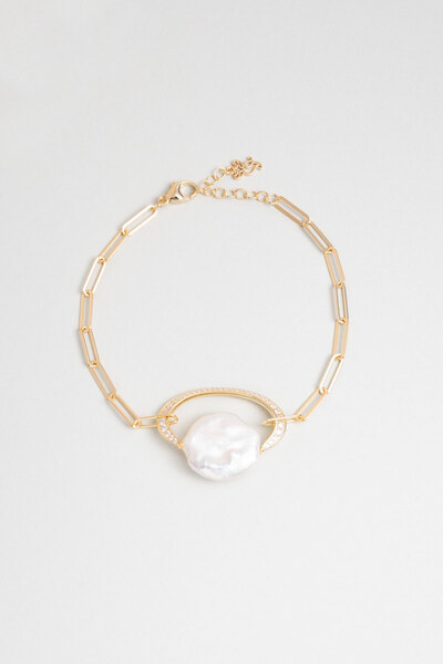 So CHIC... Helen 18 Ayar Sarı Altın Kaplama Gümüş 23 Cm Gümüş Bileklik