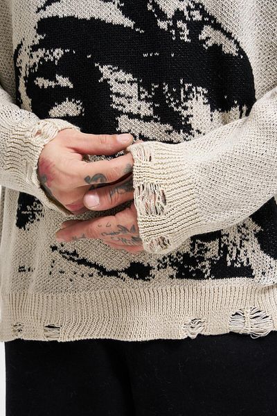Machinist Men's Silhouette Pattern Stone Sweater