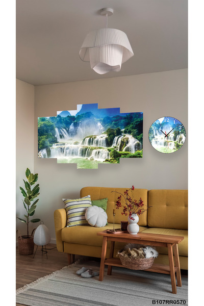 A2ZTR Duvar Mdf Tablo 5 Parça Set Ve saatli