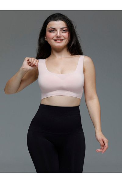 MİSTİRİK Model Parabita - Bustieră roz cu tăiere cu laser, țesătură moale