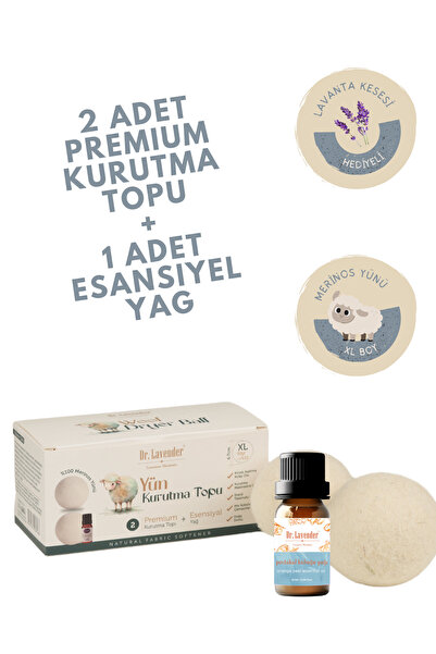 Dr.Lavender %100 Merinos Yünü XL Boy Çamaşır Kurutma Topu 50 GR.+ Portakal Ka...